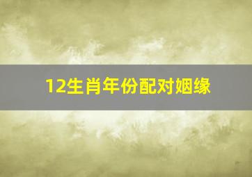 12生肖年份配对姻缘