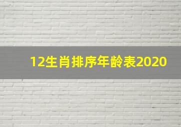 12生肖排序年龄表2020