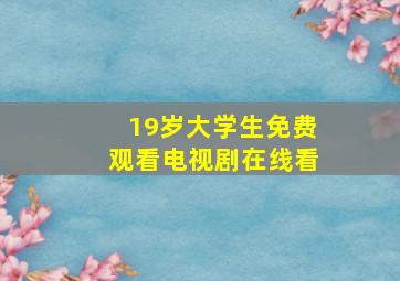 19岁大学生免费观看电视剧在线看