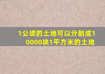 1公顷的土地可以分割成10000块1平方米的土地