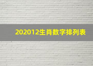 202012生肖数字排列表