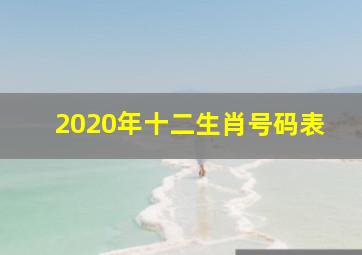 2020年十二生肖号码表