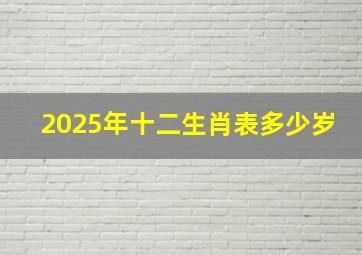 2025年十二生肖表多少岁