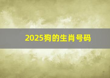 2025狗的生肖号码