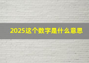 2025这个数字是什么意思