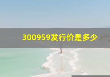 300959发行价是多少