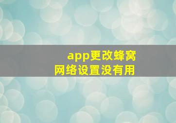 app更改蜂窝网络设置没有用