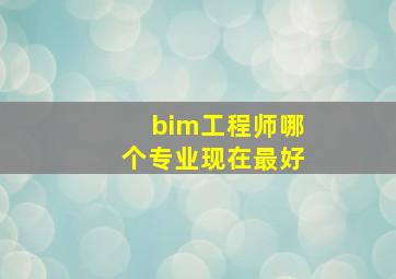 bim工程师哪个专业现在最好