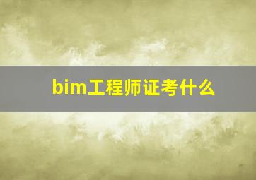 bim工程师证考什么