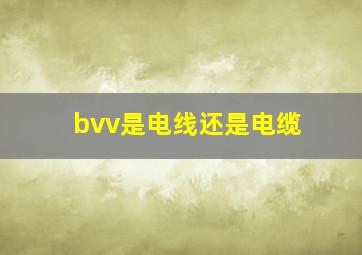 bvv是电线还是电缆