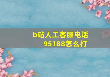 b站人工客服电话95188怎么打