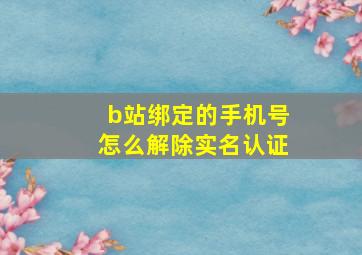 b站绑定的手机号怎么解除实名认证