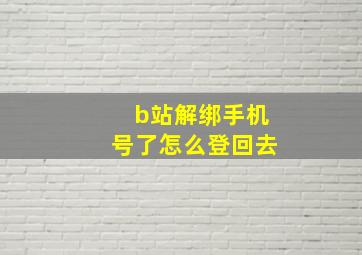 b站解绑手机号了怎么登回去