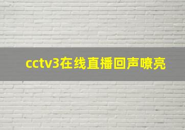 cctv3在线直播回声嘹亮