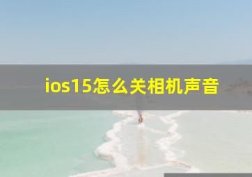 ios15怎么关相机声音