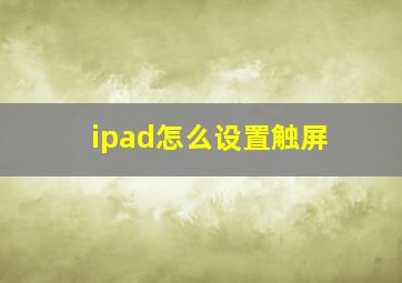 ipad怎么设置触屏