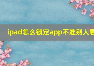 ipad怎么锁定app不准别人看