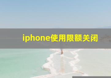 iphone使用限额关闭