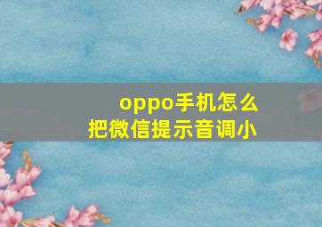 oppo手机怎么把微信提示音调小