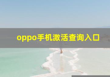 oppo手机激活查询入口