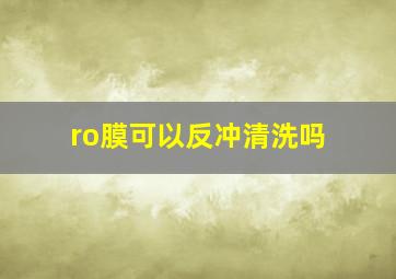 ro膜可以反冲清洗吗