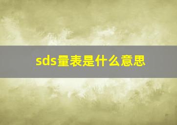 sds量表是什么意思