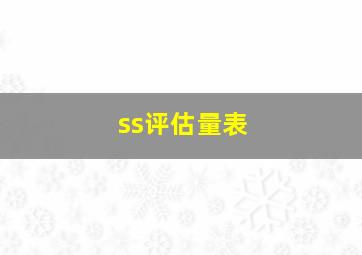 ss评估量表