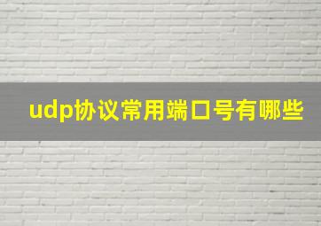 udp协议常用端口号有哪些