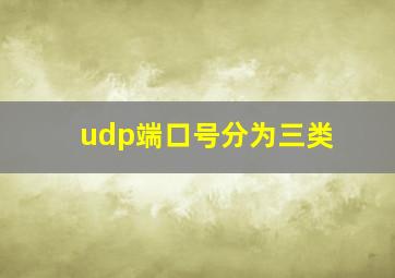 udp端口号分为三类