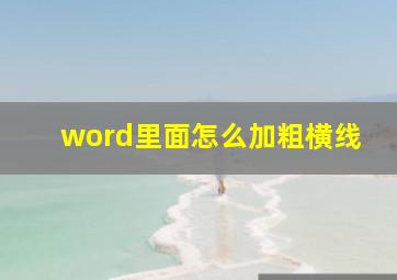 word里面怎么加粗横线