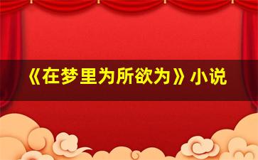 《在梦里为所欲为》小说