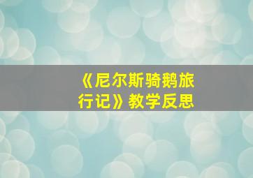 《尼尔斯骑鹅旅行记》教学反思