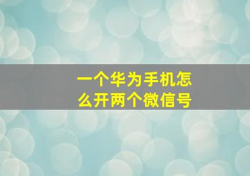 一个华为手机怎么开两个微信号