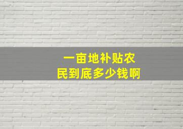 一亩地补贴农民到底多少钱啊