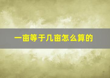 一亩等于几亩怎么算的