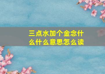 三点水加个金念什么什么意思怎么读