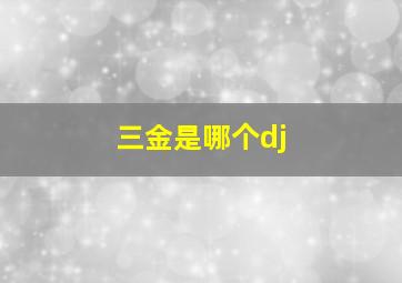 三金是哪个dj