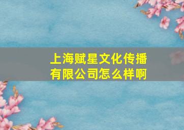 上海赋星文化传播有限公司怎么样啊