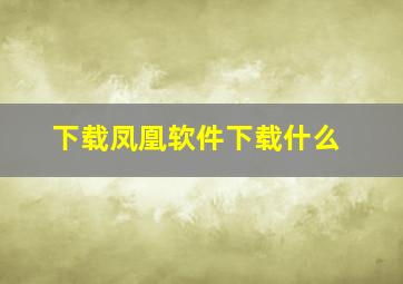 下载凤凰软件下载什么