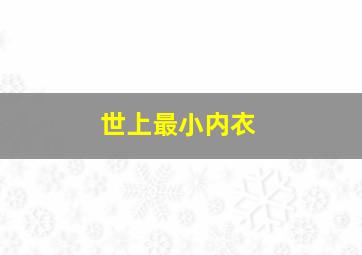 世上最小内衣