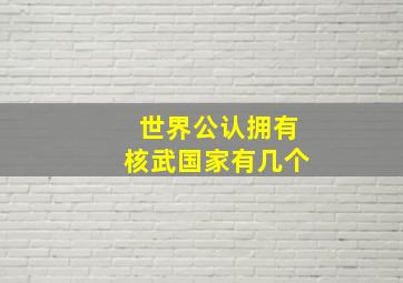 世界公认拥有核武国家有几个