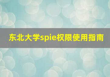 东北大学spie权限使用指南