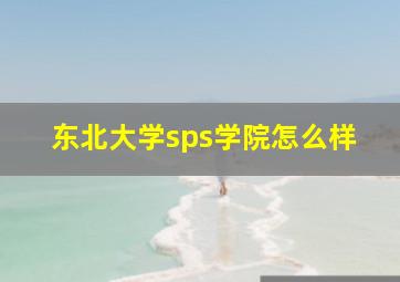 东北大学sps学院怎么样