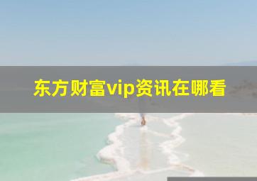 东方财富vip资讯在哪看