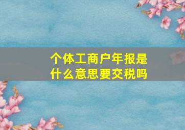 个体工商户年报是什么意思要交税吗