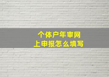 个体户年审网上申报怎么填写