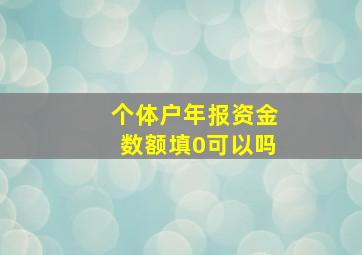 个体户年报资金数额填0可以吗