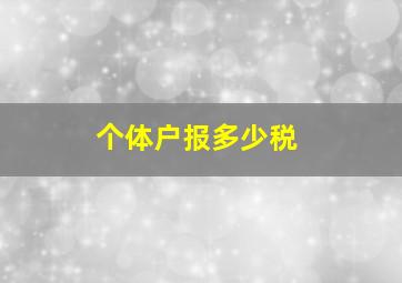 个体户报多少税