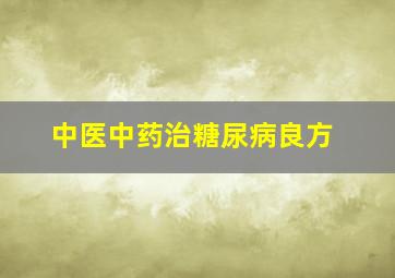 中医中药治糖尿病良方