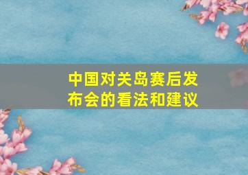 中国对关岛赛后发布会的看法和建议